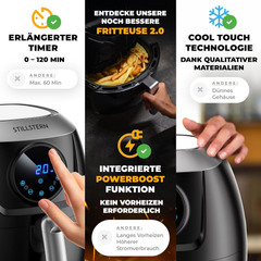 Airfryer - Heteluchtfriteuse - 5 Liter - 1800W - Zwart - Stillstern