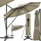 Zweefparasol - Tuinparasol - Parasol 300 cm - Met voet - Met Parasolhoes - Bruin - Tillvex
