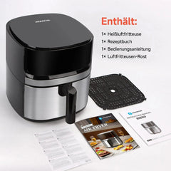 Aigostar Dual Blaze™ XXL Airfryer, 8 liter, 2000 W met kijkvenster, 10 programma's, 3 kookfuncties, 2000 W kijkvenster