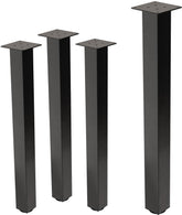 Set van 4 tafelpoten I-Design 90 cm Donkergrijze look Industrieel staal met poedercoating Profiel 8x8 cm In hoogte verstelbare meubelpoten ML-Design