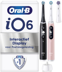 Oral-B iO 6 Elektrische Tandenborstel Duo - Zwart en Roze - Ontworpen Door Braun