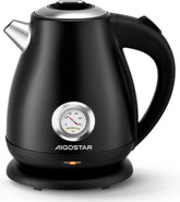 Waterkoker - Retro - met thermometer - 1.7L - 2200W - Zwart