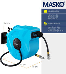 Automatische Luchtslanghaspel - Luchthaspel - 20 meter - Blauw