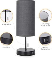 Tafellamp - Bureaulamp - Tafellamp slaapkamer - Grijs - Aigostar •