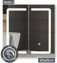 Badkamerspiegel met verlichting - Spiegelkast - 65x65 cm - Aquamarin