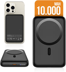 Powerbank 10.000 mAh - Geschikt voor MagSafe systeem - Magnetisch opladen - Festival - Draadloos opladen - Met USB-C Poort