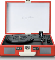 Lenco Classic Phono Retro Platenspeler - Vinyl Koffer met Bluetooth - Auto-stop - TT-110BRDWH -Rood Wit •