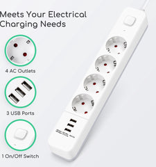 Stekkerdoos met USB - Verlengsnoer - Verlengkabel - 1,5M - Wit - Aigostar