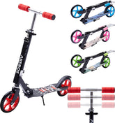 Kinderstep - LED Wielen - Verstelbaar - Vouwbaar - Rood - Arebos