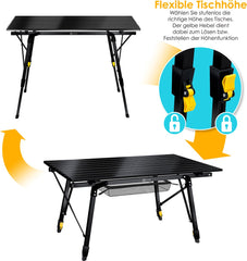 KESSER® Campingtafel Opvouwbaar - Verstelbaar - 90x53cm - Zwart