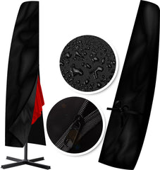 KESSER® Weersbestendige Parasolhoes - Afdekhoes Parasol - Parasolhoes met Rits - Beschermkap 3m Ø - Zwart
