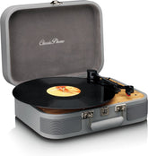 Classic Phono Retro Platenspeler - Vinyl Koffer met Bluetooth - Auto-stop - TT-116GY - Grijs •
