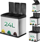 Prullenbak - Afvalbak - Vuilnisbak - 24 Liter - Zilver - Jago