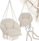 Hangstoel - Binnen & Buiten - Hangschommel - Tot 100kg - Beige - Tectake®