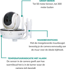 Alecto DVM200XL - Babyfoon met Camera - Groot scherm - Op afstand Beweegbaar - Wit •