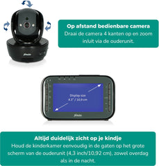 Alecto DVM200MBK - Babyfoon met Camera - Temperatuurweergave - Op afstand Beweegbaar - Zwart •