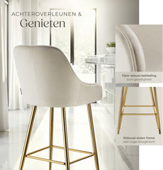 Barkrukken set van 2 - Barstoel met rugleuning - Barkruk - Barstoelen - Crème - Tectake®