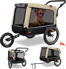 Hondenfietskar - Hondenkar - Fietskar hond - tot 40 kg - Beige •