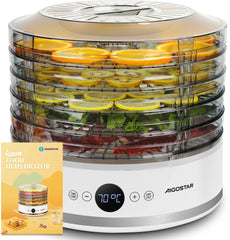 Aigostar Voedseldroger - Droogoven Elektrisch 380W - 5 Laags - 35°C tot 75°C - LCD Display - BPA-vrij - Timer - Dehydrator - Wit