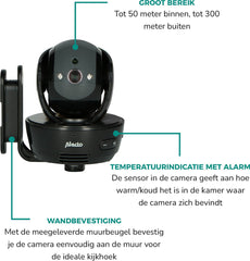 Alecto DVM200MBK - Babyfoon met Camera - Temperatuurweergave - Op afstand Beweegbaar - Zwart •