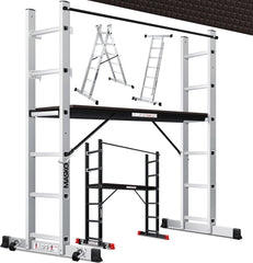 MASKO® Kamersteiger Aluminium - Multifunctionele Ladder - Zilver