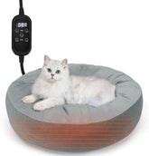 Nobleza Kattenmand - Verwarmd Kattenbed - Verwarmingskussen voor Katten - Met Anti-Skid Bodem en Nekbeschermer - 50x50x18 cm - Grijs