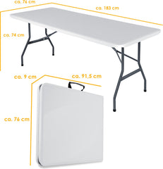 KESSER® Inklapbare Tafel - Campingtafel - Klaptafel - 183x76cm - Wit