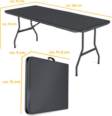 KESSER® Inklapbare Tafel - Campingtafel - Klaptafel - 183x76cm - Antraciet •