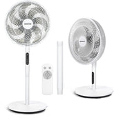 Aigostar Aria - Stille Statiefventilator - Ventilator Staand - Stil & Energiezuinig - Met Afstandsbediening - 9 Snelheden - In Hoogte Verstelbaar - Wit