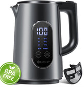 Waterkoker met temperatuurregeling - RVS - met LED - 1.7L - 2200W - Antraciet