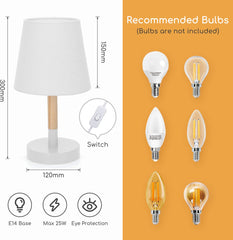 Tafellamp - Bureaulamp - Tafellamp slaapkamer - Wit - Aigostar