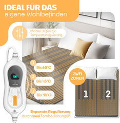 KESSER® Elektrische deken - Warmtedeken - 160x140cm - Antraciet