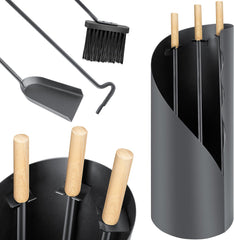 KESSER® Haardset 4-delig - Haardstel - Antraciet