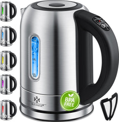 Waterkoker met temperatuurregeling - RVS - 1.7L - 2200W - Zilver