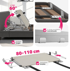 Elektrische lattenbodem - Verstelbare rugleuning - 110x243x62cm - Tectake®
