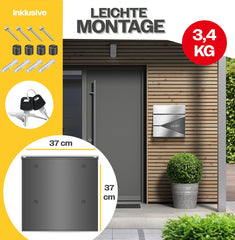 KESSER® Brievenbus RVS - Wandbrievenbus - Softclose deksel - Zilver / Antraciet