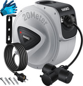 Masko® Kabelhaspel 20m - Verlengkabel - Grijs