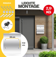 KESSER® RVS Brievenbus - Wandbrievenbus - Krantenvak - Zilver •