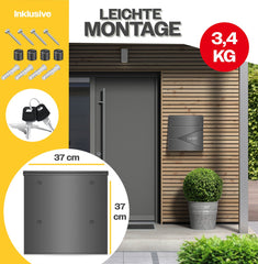 KESSER® Brievenbus met Krantenvak Wandmontage Roestvrij Staal - Wandbrievenbus inclusief Montagemateriaal 2x Sleutels, Afsluitbaar, Softclose-deksel - Antraciet