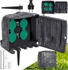 KESSER® Tuinstopcontact - 4 stopcontacten - IP44 waterdicht - Antraciet