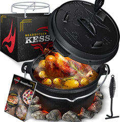KESSER® Dutch Oven Set - 9L - Vuurpan - Stoofpan - Gietijzeren pan