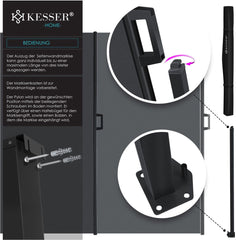 KESSER® Zijzonwering uitschuifbaar zonnescherm 300x180 ondoorzichtige privacybescherm donkergrijs