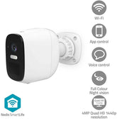 Nedis SmartLife Beveiligingscamera Buiten – 2K QHD – Spotlight – WiFi – Alarm – IP66 – Bewegingssensor – Wit •