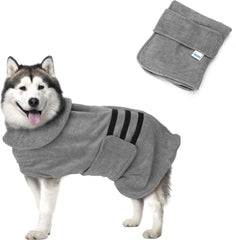 Hondenbadjas - Badjas hond - Ruglengte 60 cm - L - Grijs - Nobleza •