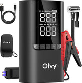 12V Jumpstarter voor Auto - met Compressor - 1500A - 4-in-1 Starthulp met Powerbank, LED Zaklamp en SOS Noodlicht - Startkabels met Accu - Startbooster - Olvy