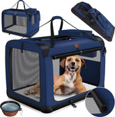Reisbench hond - Draagtas hond - Transportbox - 93x63x63 cm - Blauw
