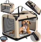 Reisbench hond - Draagtas hond - Transportbox - 91x63x63 cm - Beige