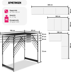 TecTake Aluminium Behangtafel 3-delig | Multifunctionele Tafel, Campingtafel, Partytafel, Rommelmarkttafel, Werktafel | Opklapbaar en in Hoogte Verstelbaar | 100 x 60 cm, MDF-panelen - Zwart