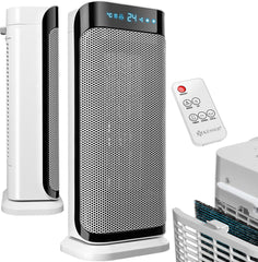 KESSER® Ventilatorkachel 2000W Elektrische Kachel met Afstandsbediening - Keramische Heater met LED Display - Elektrische Verwarming energiezuinig 10-35°C Verwarmer met Oscillatiefunctie en Timer 2 Staanden - Zilver
