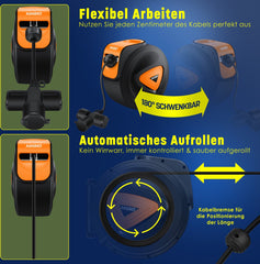 Masko® Kabelhaspel 20m - Verlengkabel - Oranje